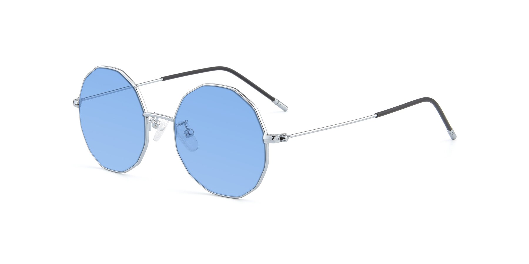 Angle of Dreamer in Silver with Medium Blue Tinted Lenses