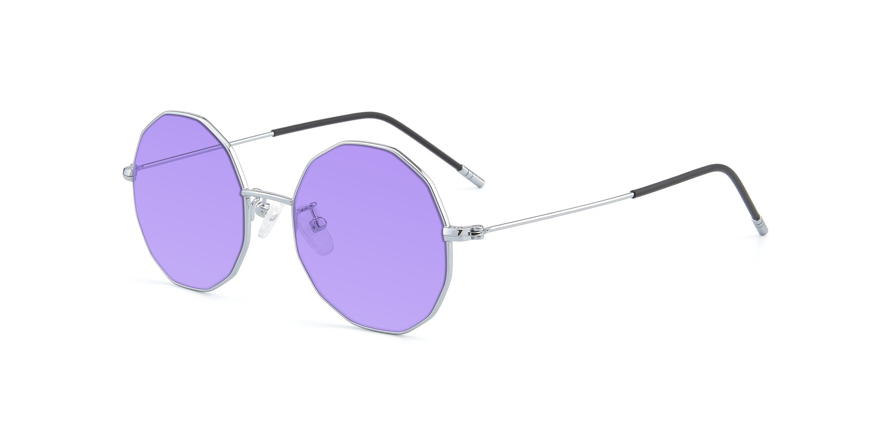 Angle of Dreamer in Silver with Medium Purple Tinted Lenses