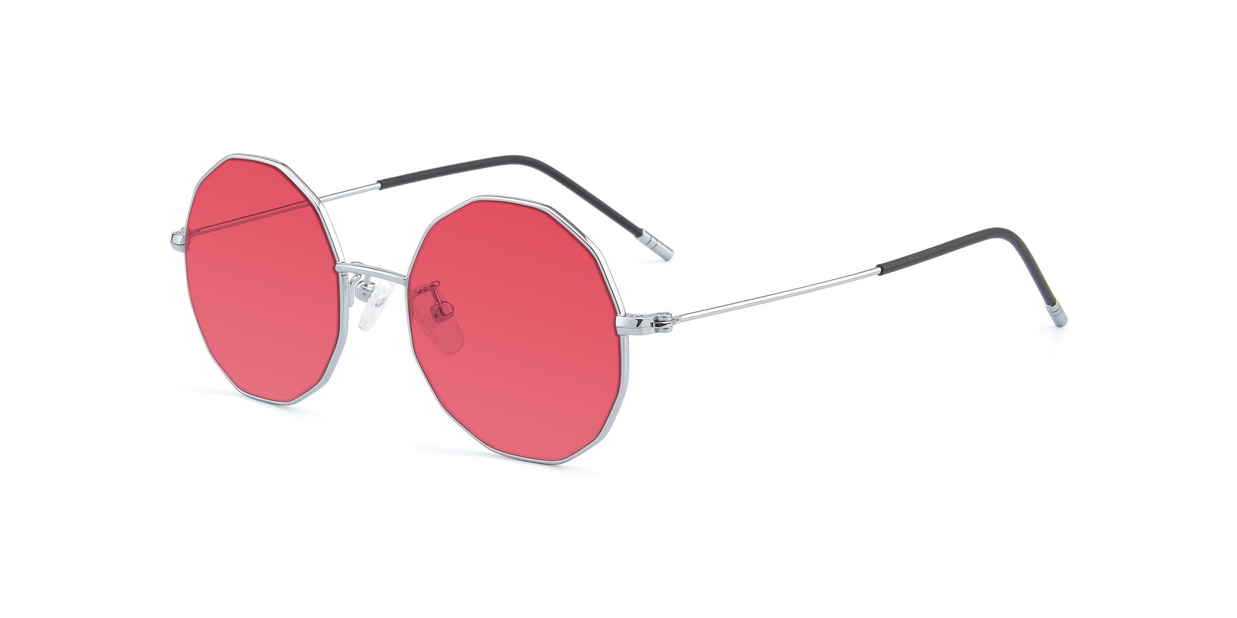 Angle of Dreamer in Silver with Red Tinted Lenses