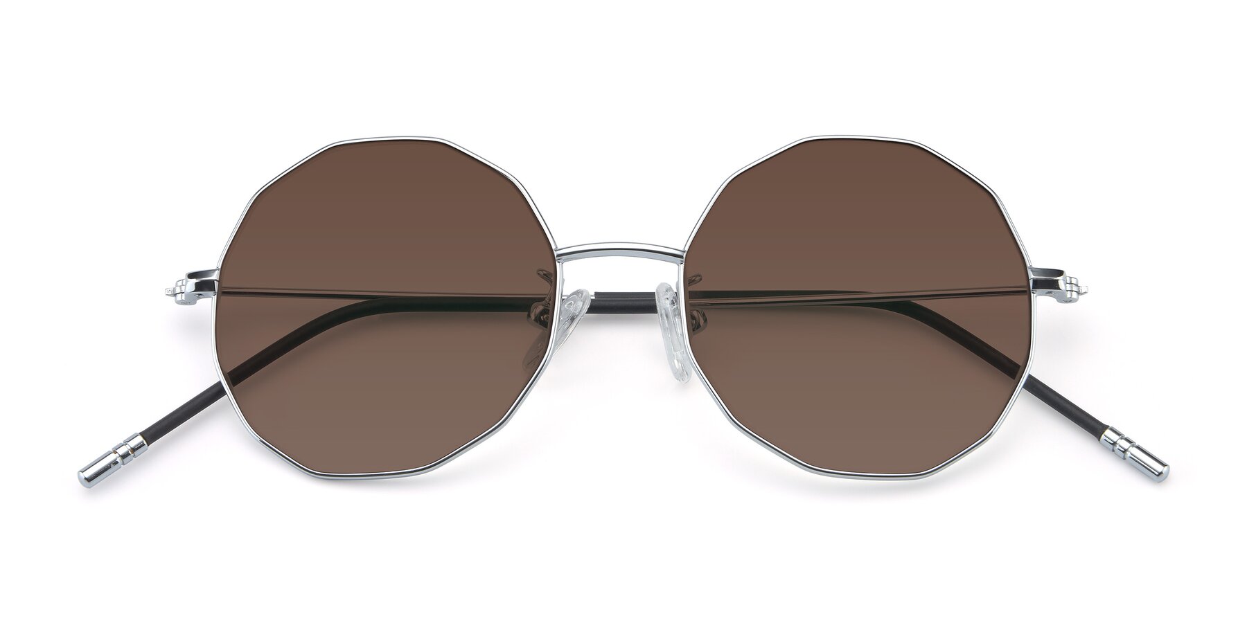 Folded Front of Dreamer in Silver with Brown Tinted Lenses