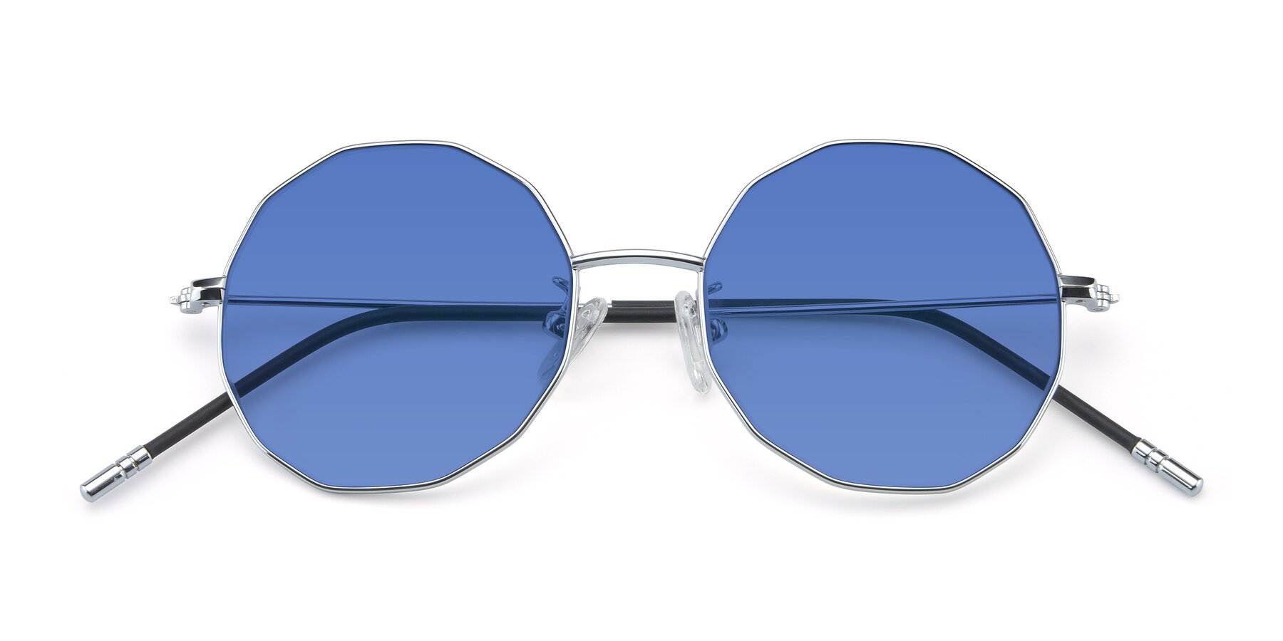 Folded Front of Dreamer in Silver with Blue Tinted Lenses