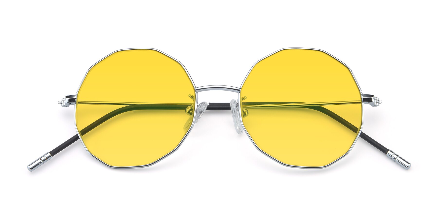 Folded Front of Dreamer in Silver with Yellow Tinted Lenses