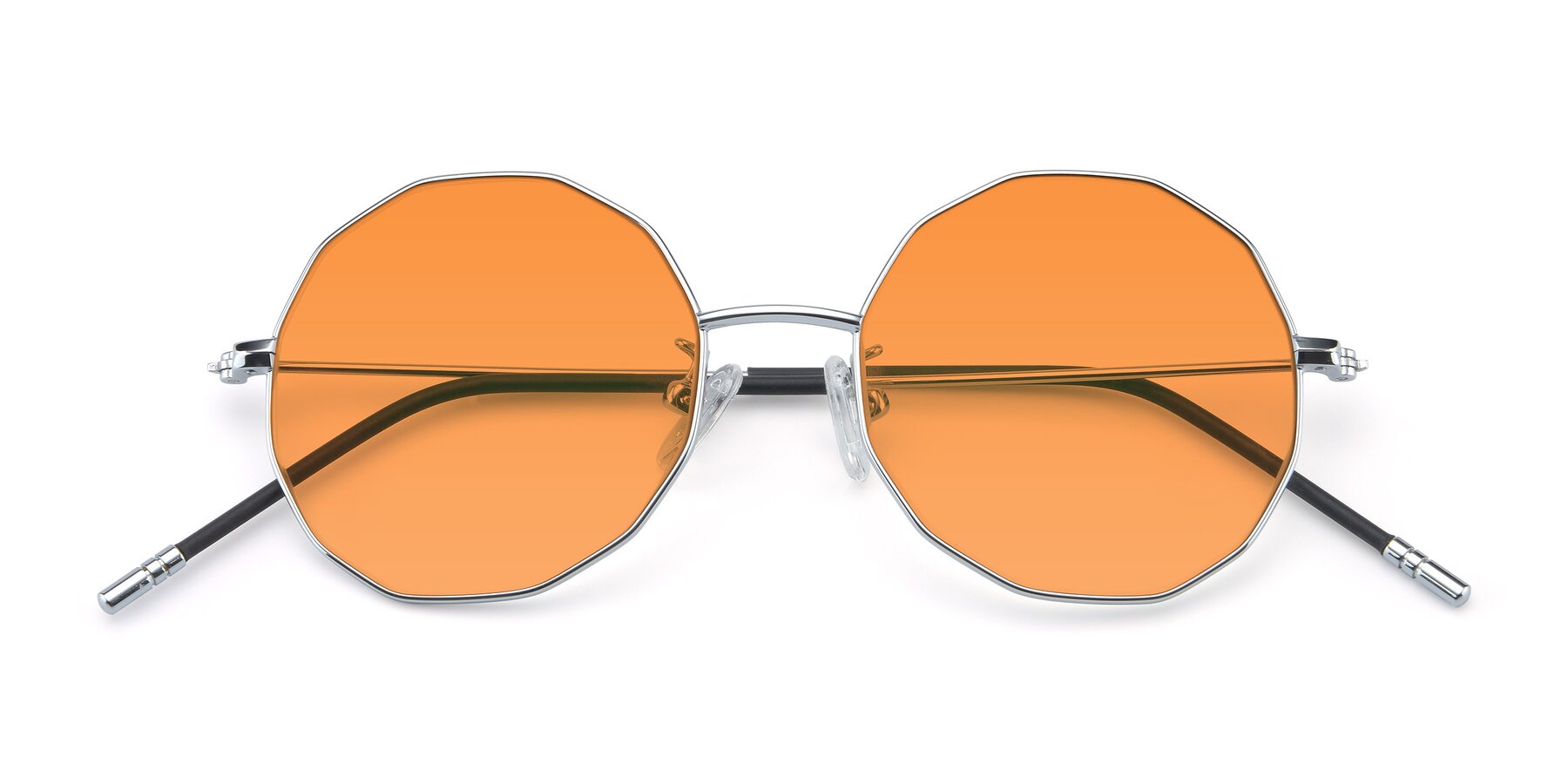 Folded Front of Dreamer in Silver with Orange Tinted Lenses