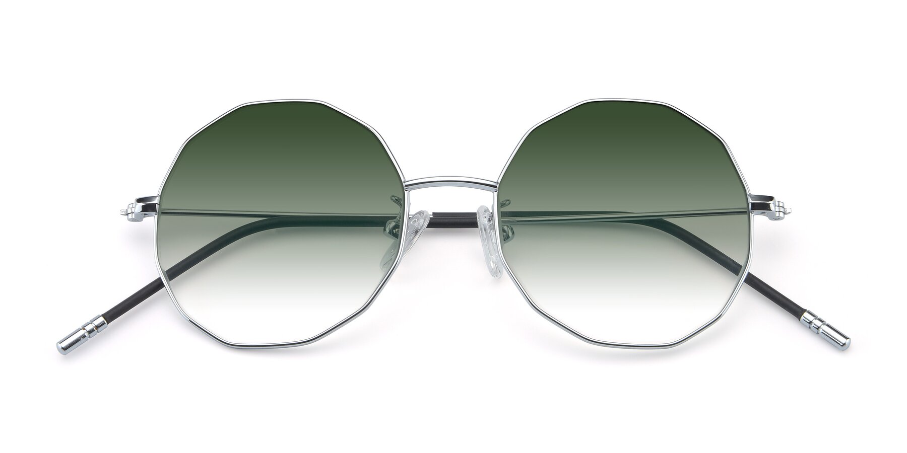Folded Front of Dreamer in Silver with Green Gradient Lenses