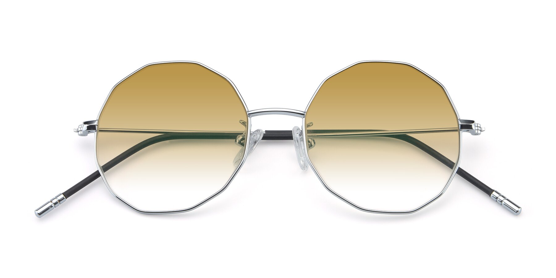 Folded Front of Dreamer in Silver with Champagne Gradient Lenses