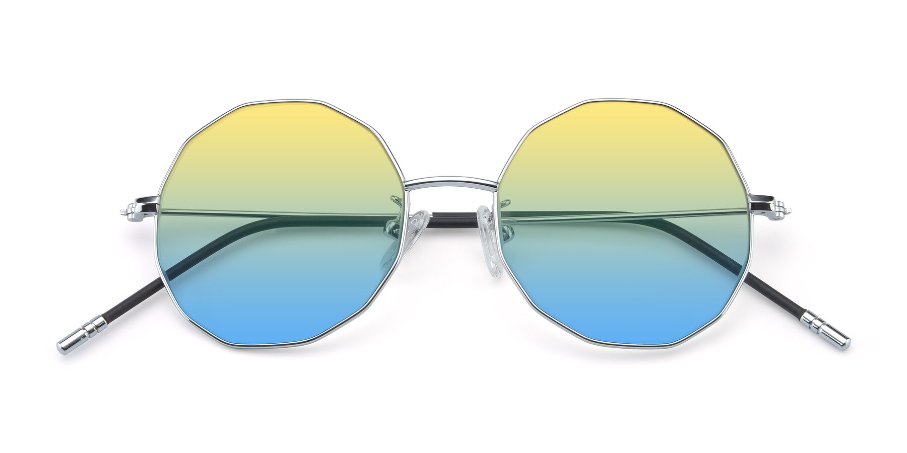 Folded Front of Dreamer in Silver with Yellow / Blue Gradient Lenses