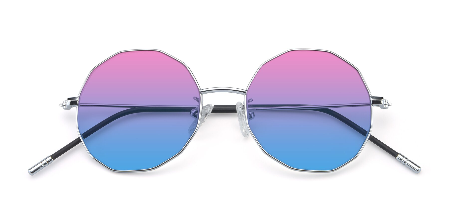 Folded Front of Dreamer in Silver with Pink / Blue Gradient Lenses