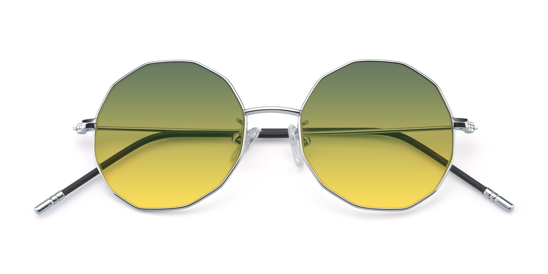 Folded Front of Dreamer in Silver with Green / Yellow Gradient Lenses