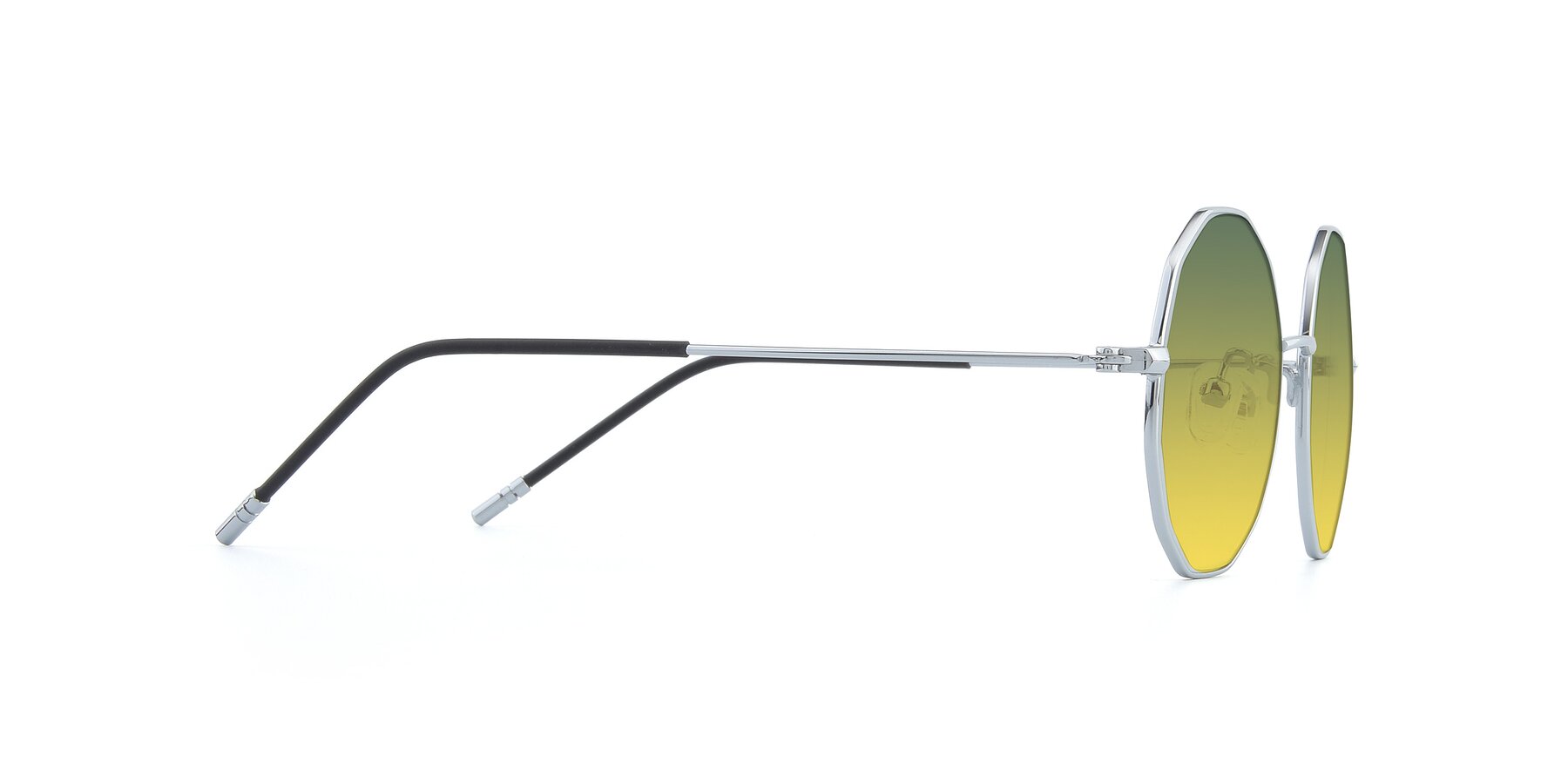 Side of Dreamer in Silver with Green / Yellow Gradient Lenses