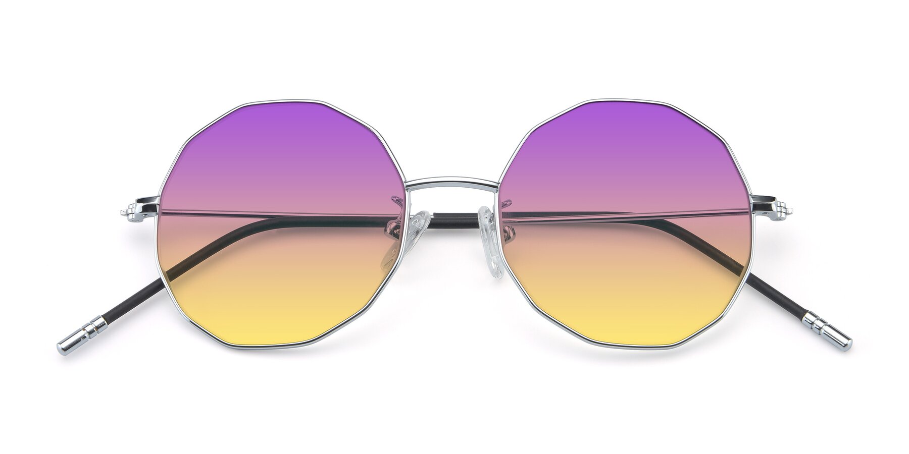 Folded Front of Dreamer in Silver with Purple / Yellow Gradient Lenses