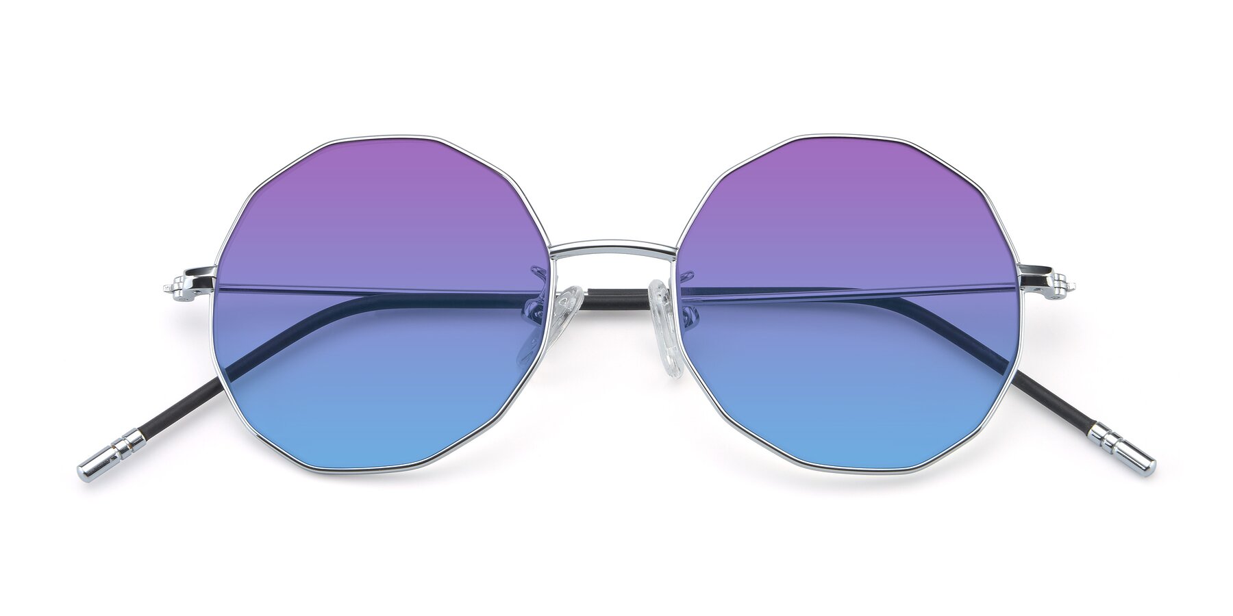 Folded Front of Dreamer in Silver with Purple / Blue Gradient Lenses