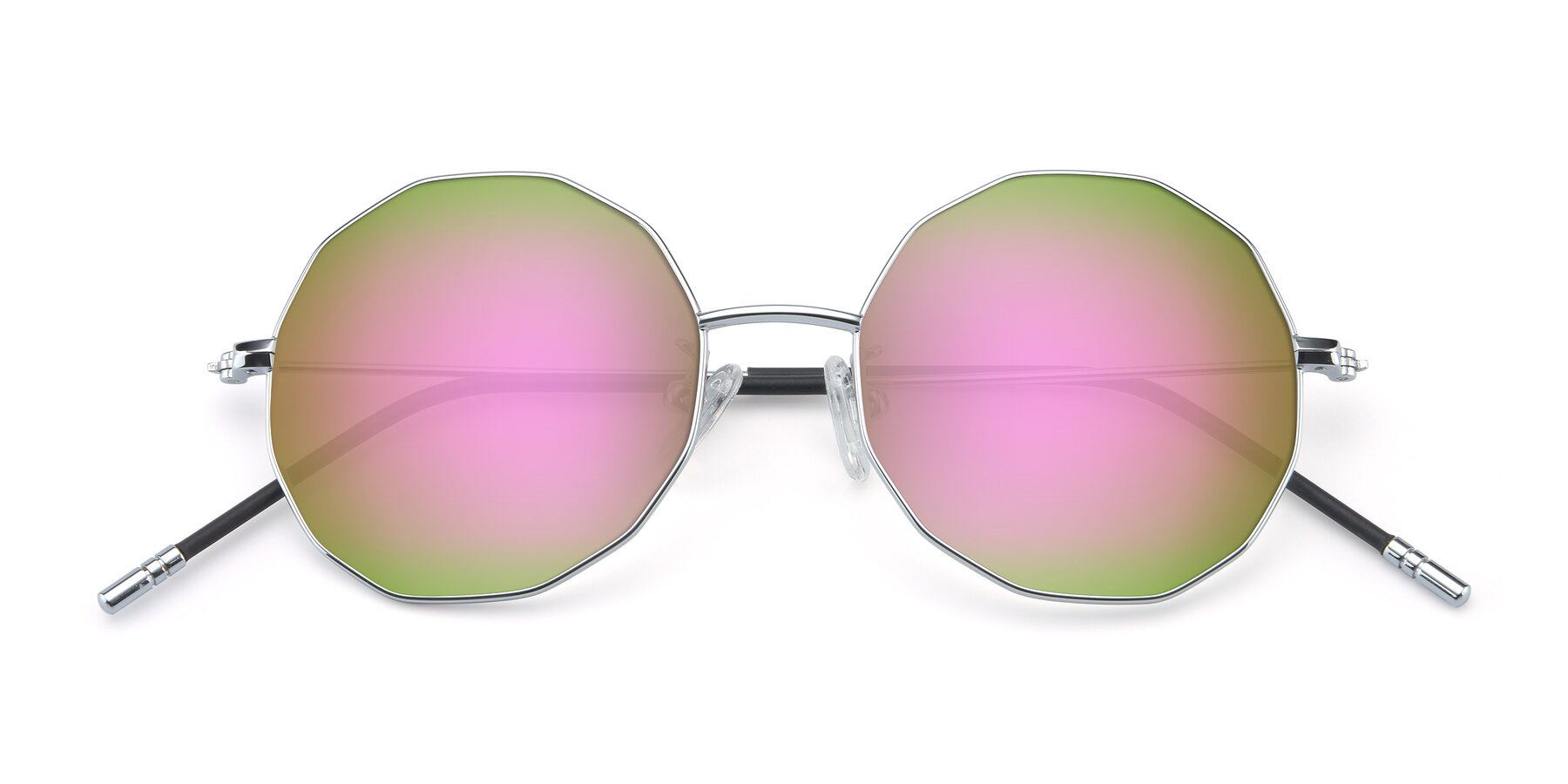 Folded Front of Dreamer in Silver with Pink Mirrored Lenses