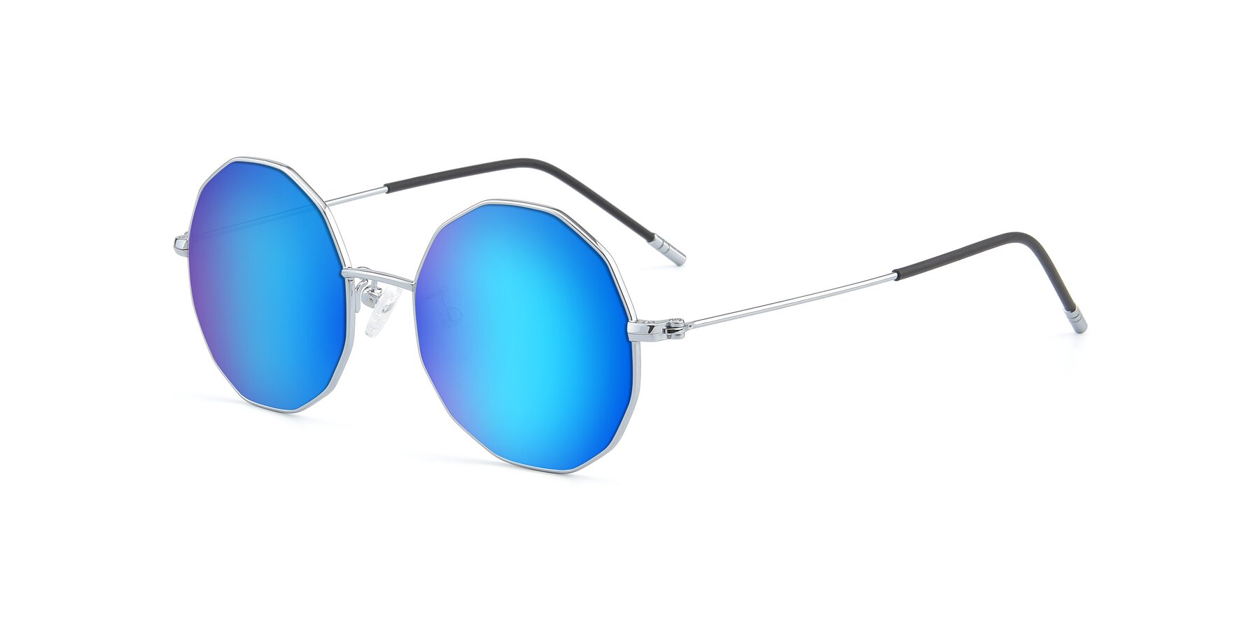 Angle of Dreamer in Silver with Blue Mirrored Lenses