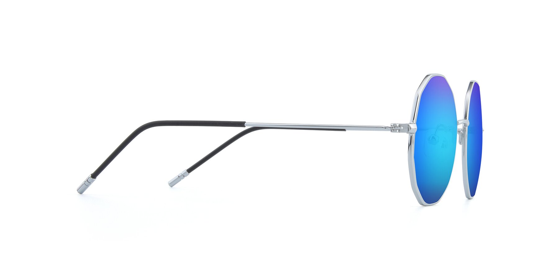 Side of Dreamer in Silver with Blue Mirrored Lenses