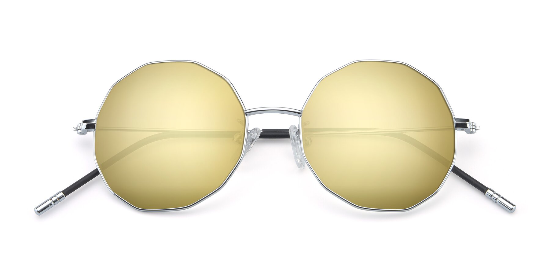 Folded Front of Dreamer in Silver with Gold Mirrored Lenses