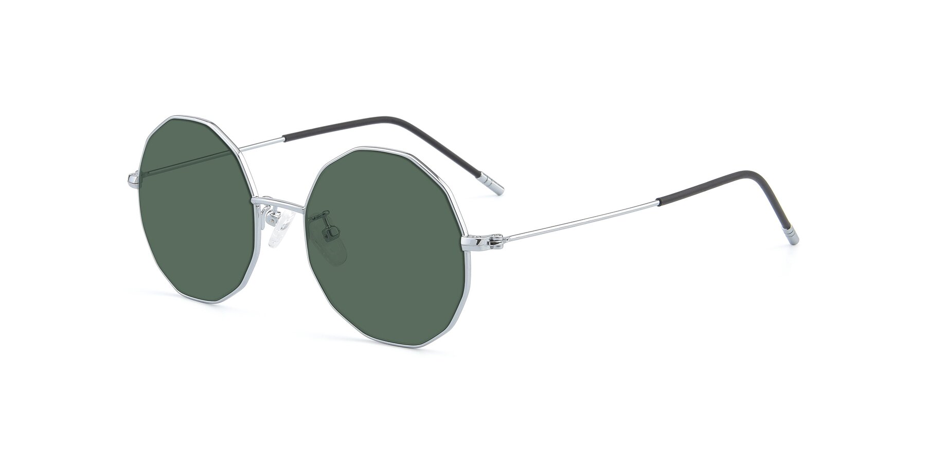 Angle of Dreamer in Silver with Green Polarized Lenses