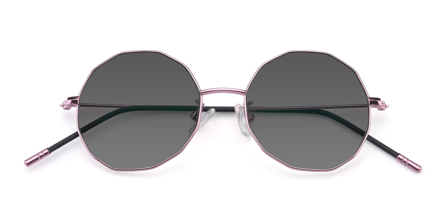 Folded Front of Dreamer in Pink with Medium Gray Tinted Lenses