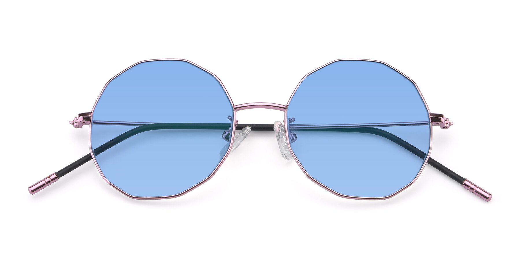 Folded Front of Dreamer in Pink with Medium Blue Tinted Lenses