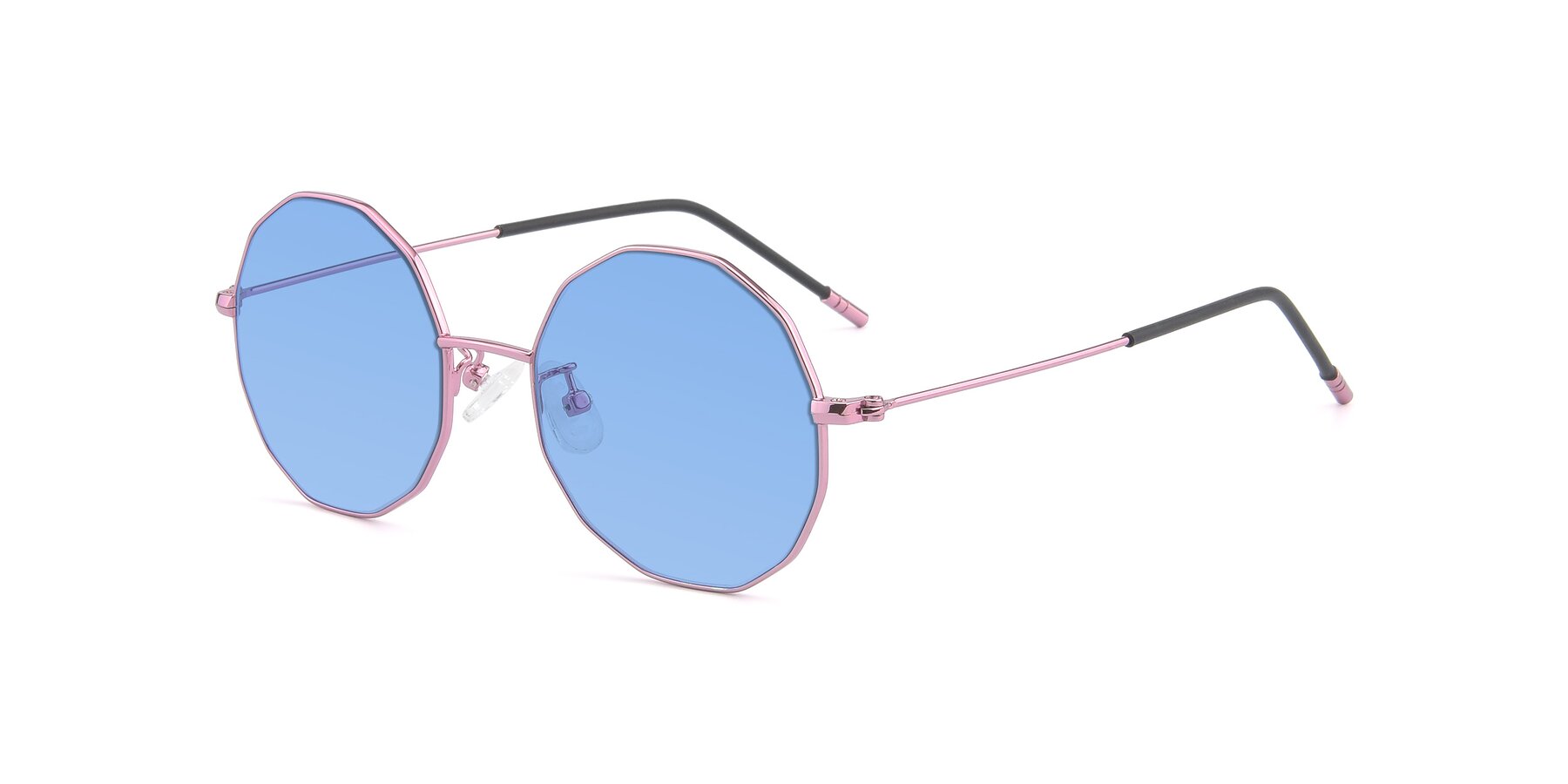 Angle of Dreamer in Pink with Medium Blue Tinted Lenses