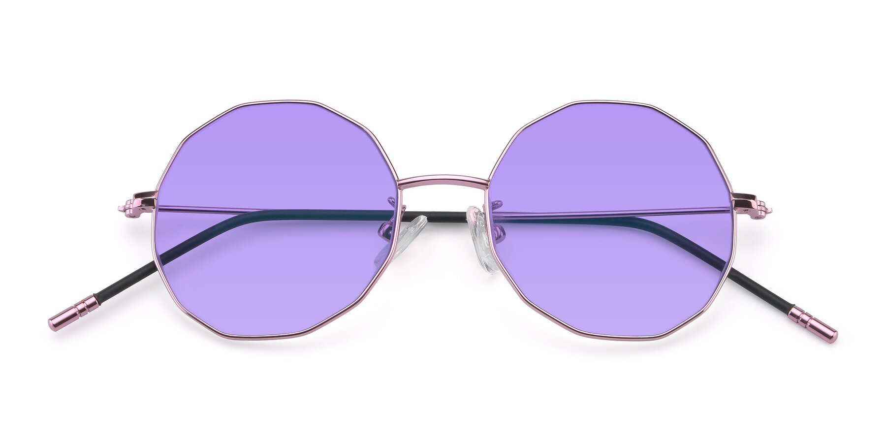 Folded Front of Dreamer in Pink with Medium Purple Tinted Lenses