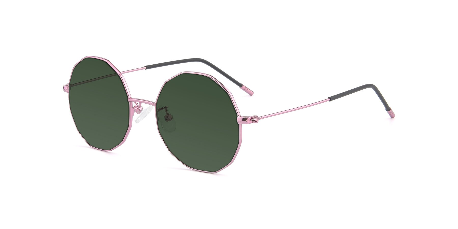 Angle of Dreamer in Pink with Green Tinted Lenses