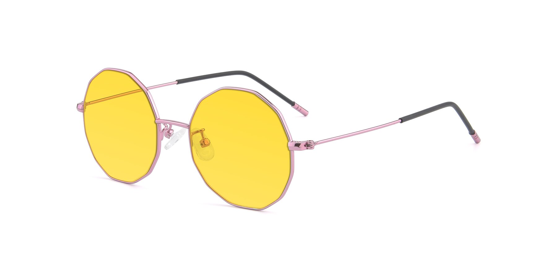 Angle of Dreamer in Pink with Yellow Tinted Lenses