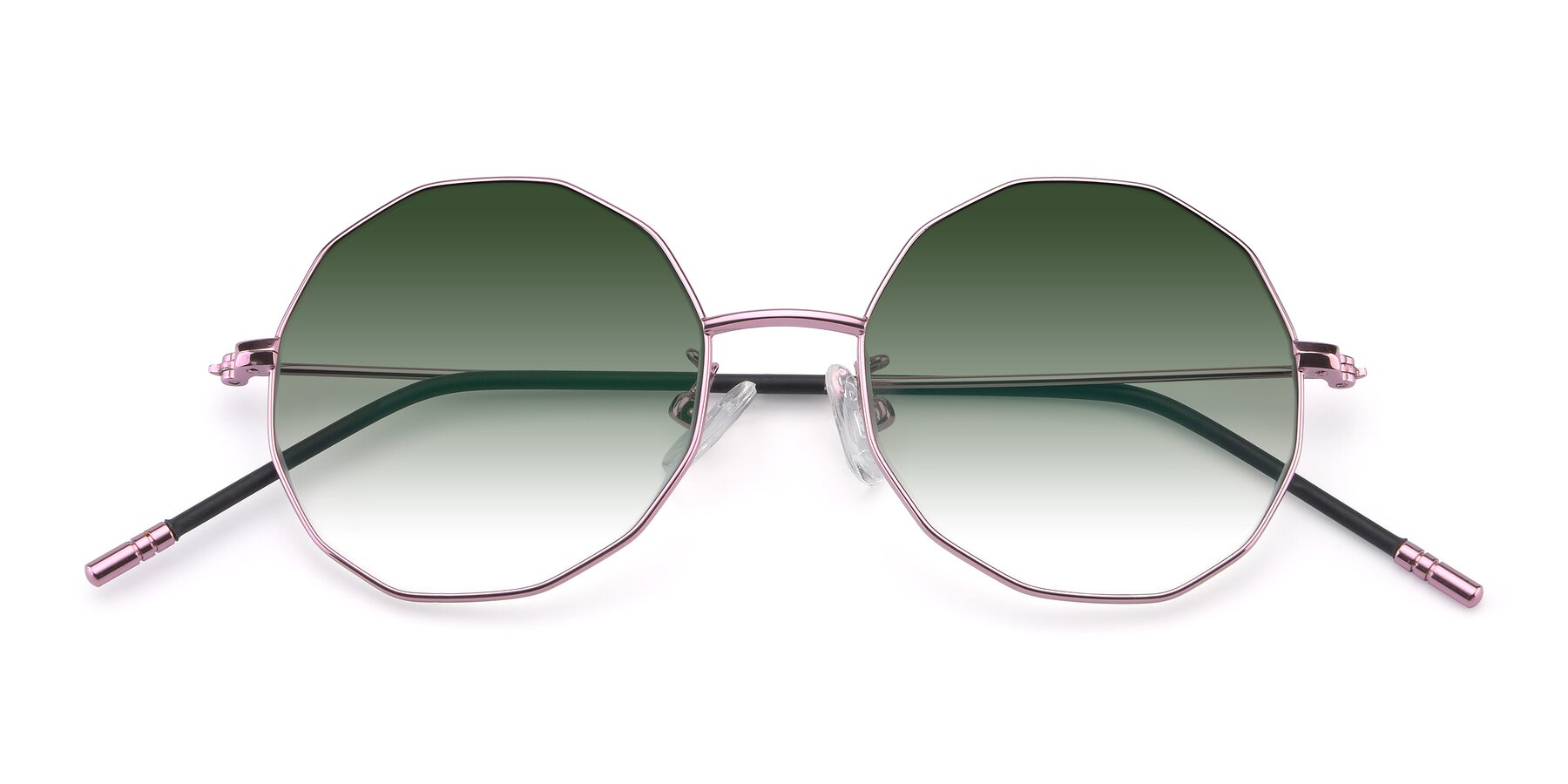 Folded Front of Dreamer in Pink with Green Gradient Lenses