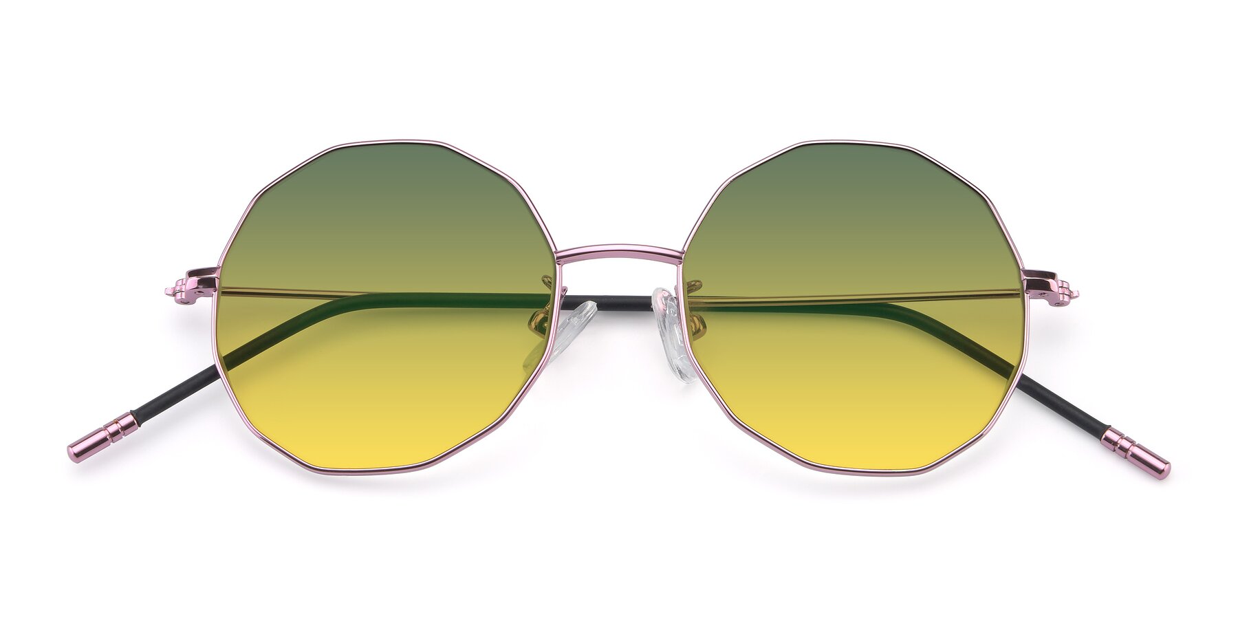 Folded Front of Dreamer in Pink with Green / Yellow Gradient Lenses