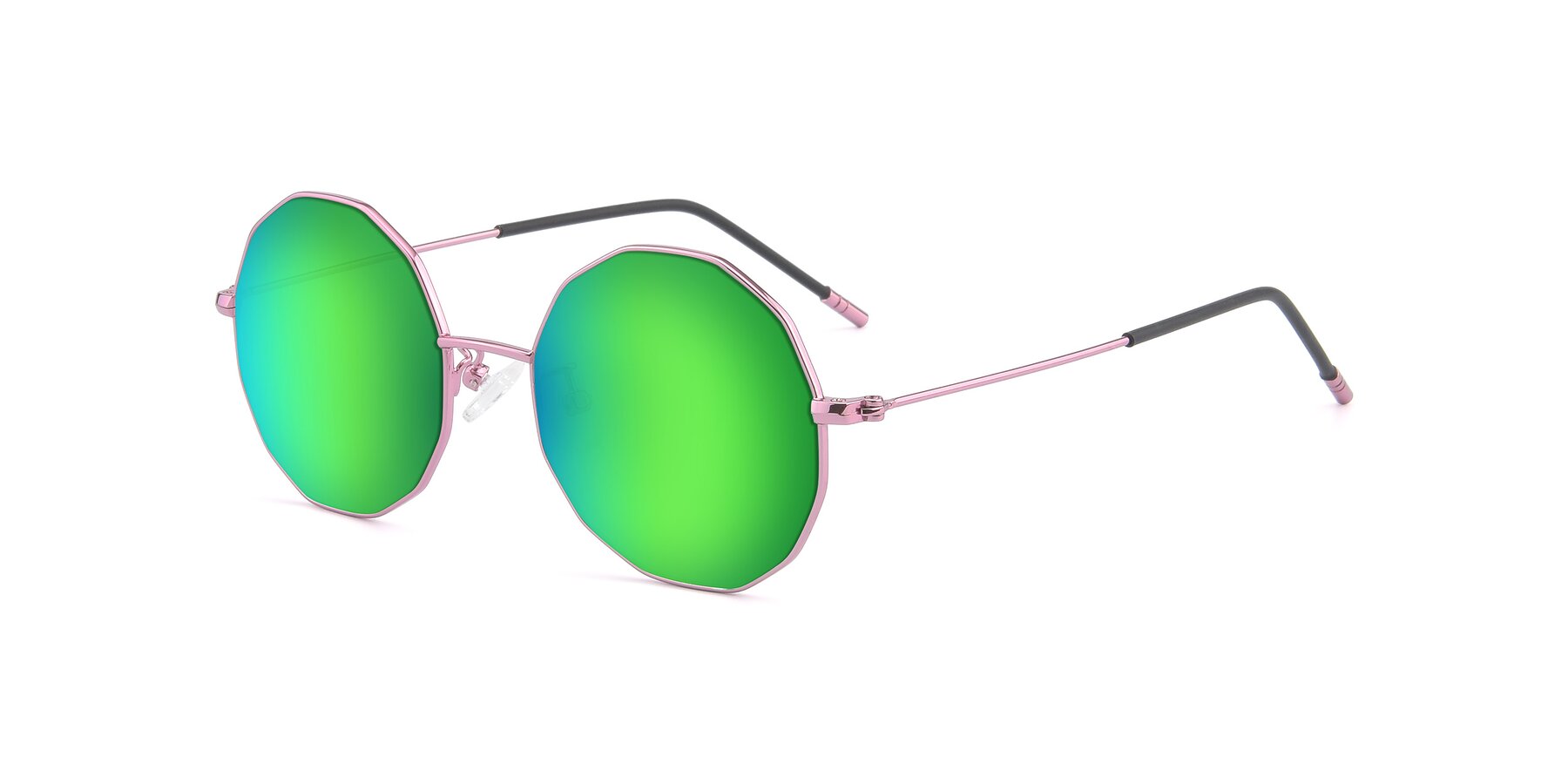 Angle of Dreamer in Pink with Green Mirrored Lenses