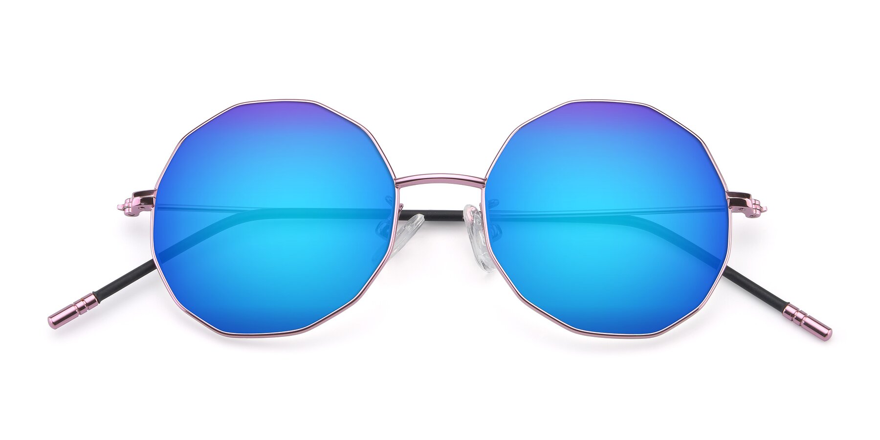 Folded Front of Dreamer in Pink with Blue Mirrored Lenses