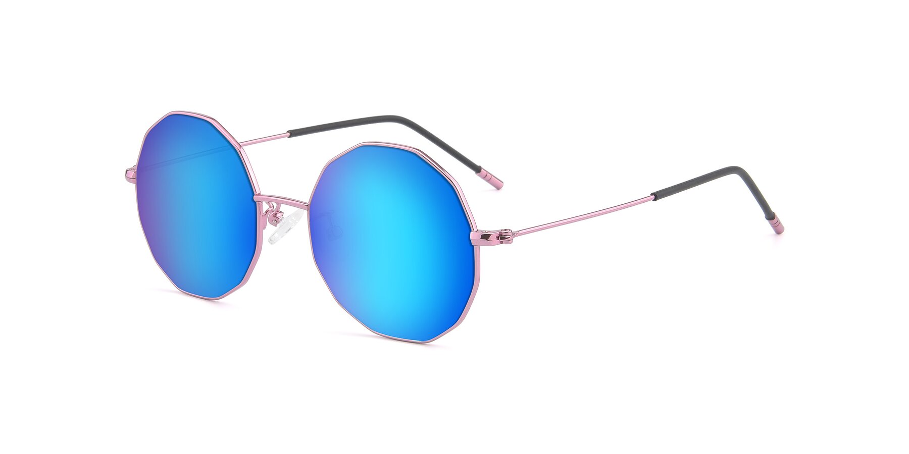Angle of Dreamer in Pink with Blue Mirrored Lenses
