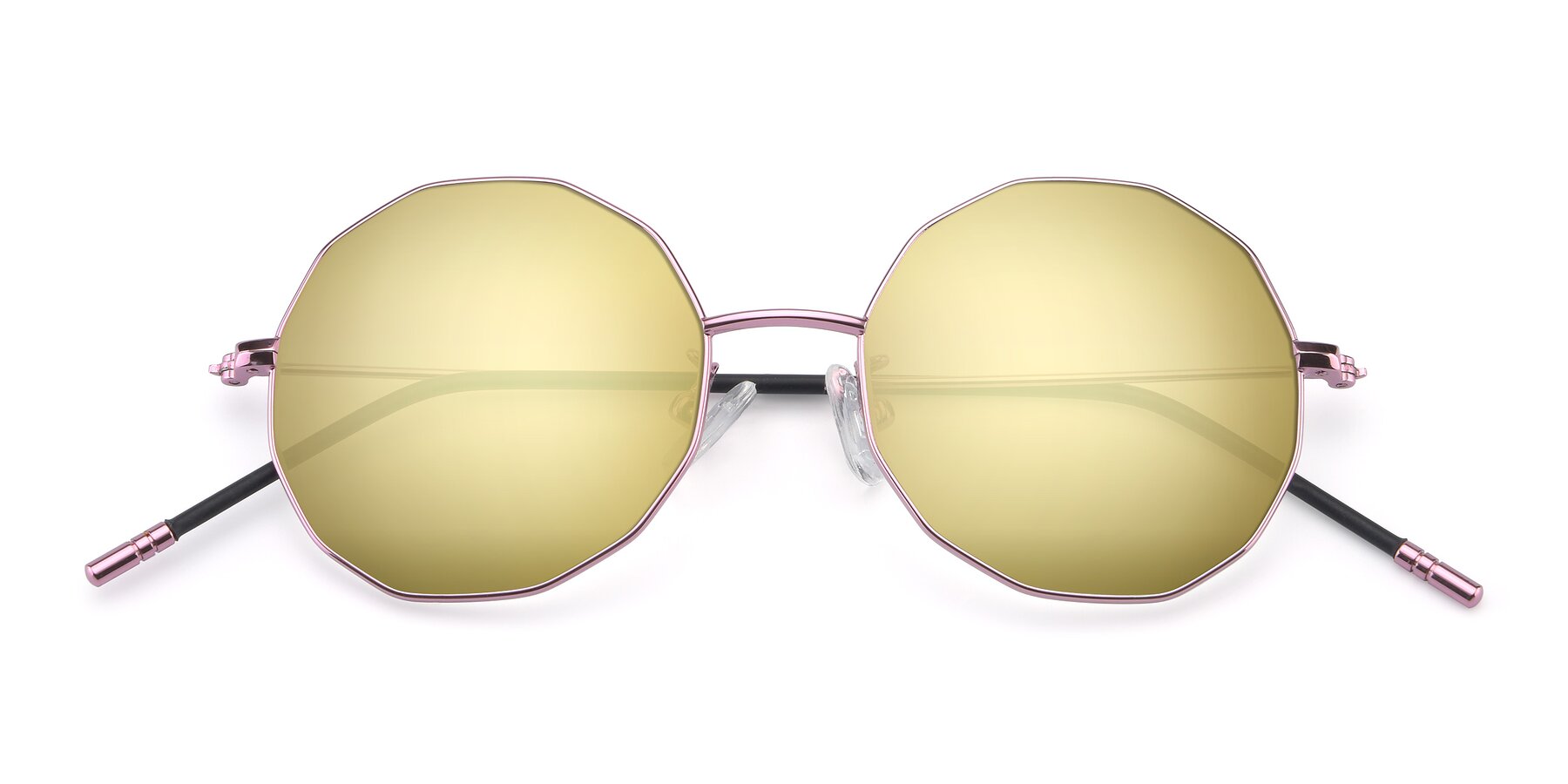 Folded Front of Dreamer in Pink with Gold Mirrored Lenses