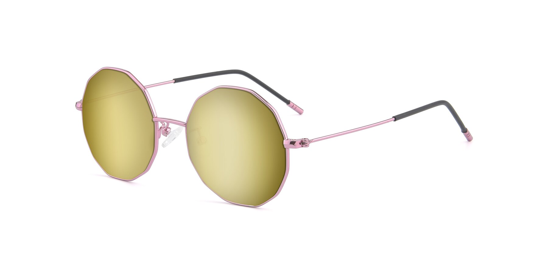 Angle of Dreamer in Pink with Gold Mirrored Lenses
