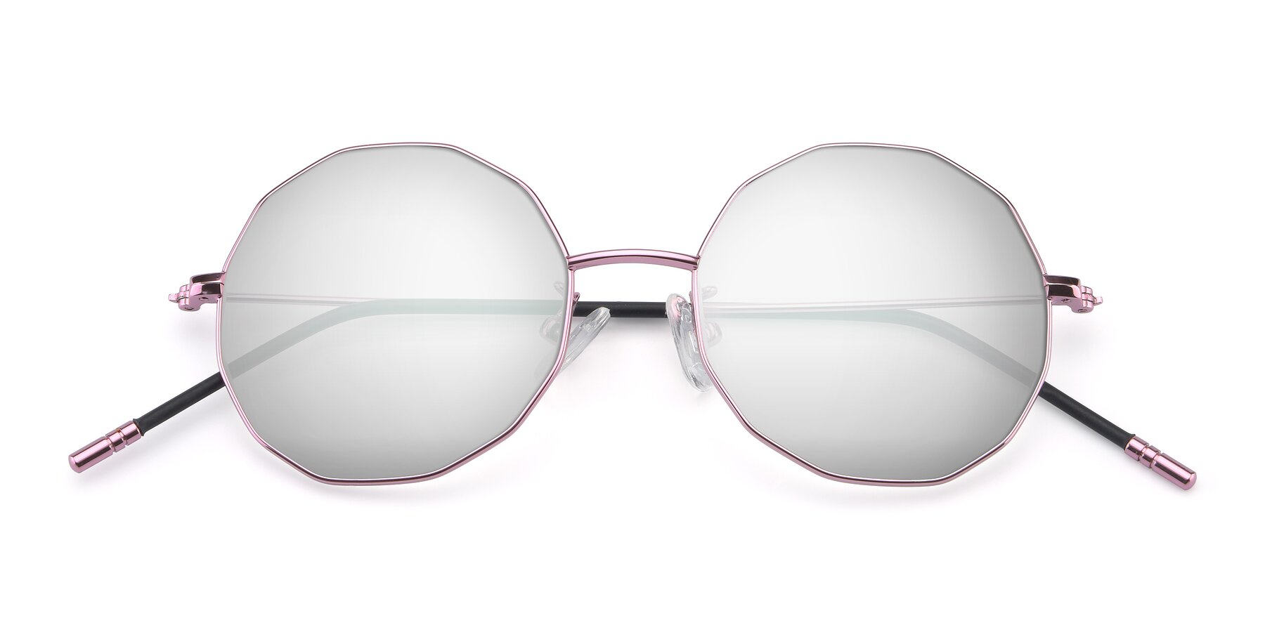 Folded Front of Dreamer in Pink with Silver Mirrored Lenses
