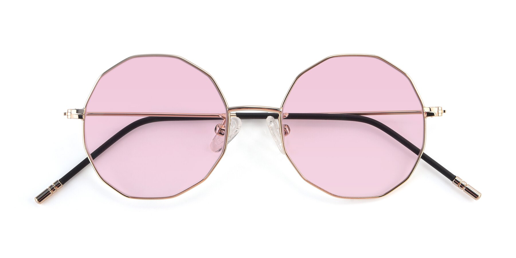 Folded Front of Dreamer in Gold with Light Pink Tinted Lenses