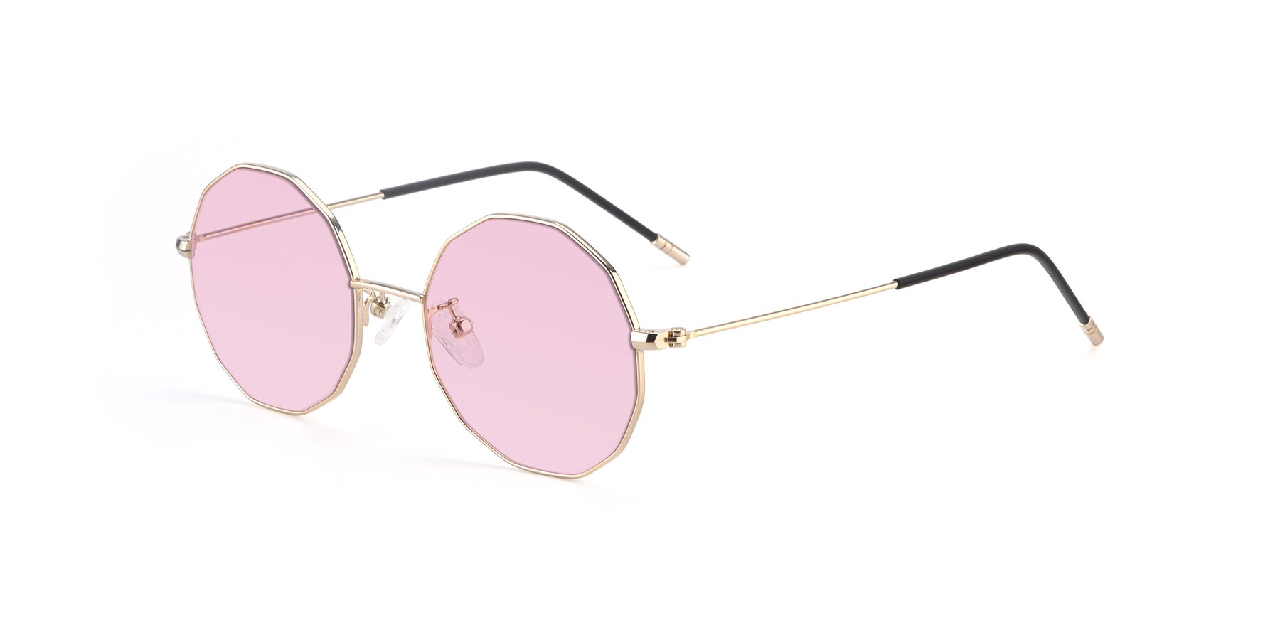 Angle of Dreamer in Gold with Light Pink Tinted Lenses