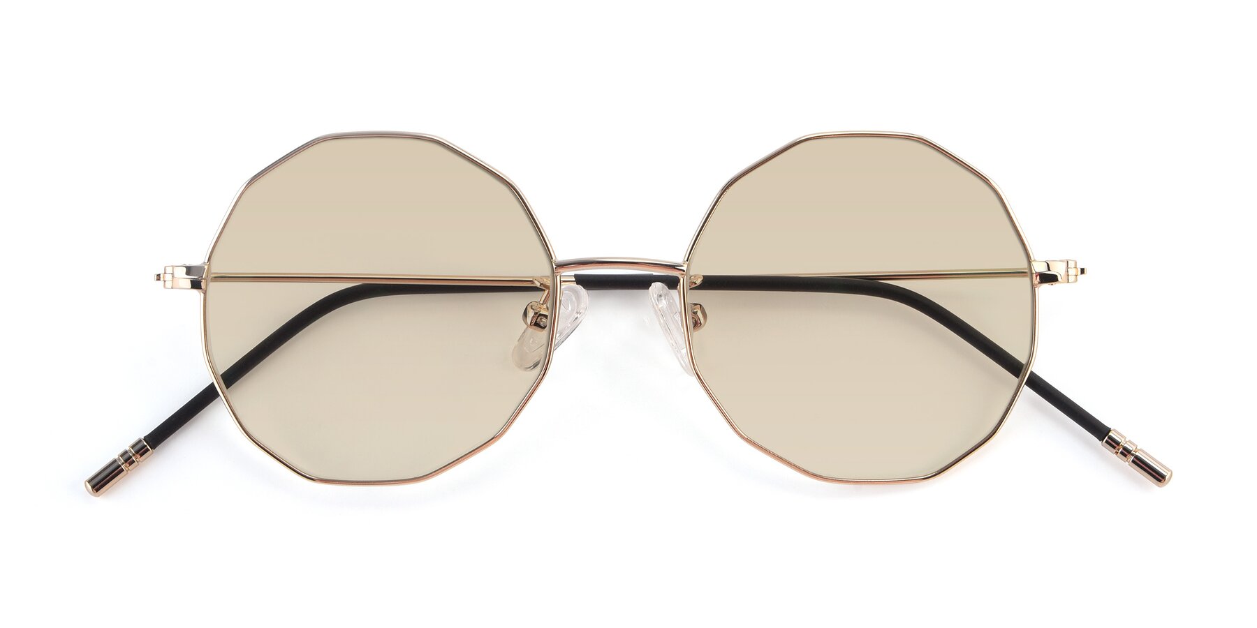 Folded Front of Dreamer in Gold with Light Brown Tinted Lenses