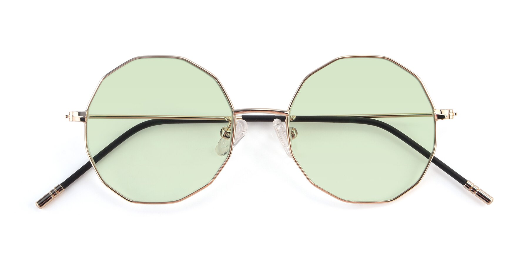 Folded Front of Dreamer in Gold with Light Green Tinted Lenses
