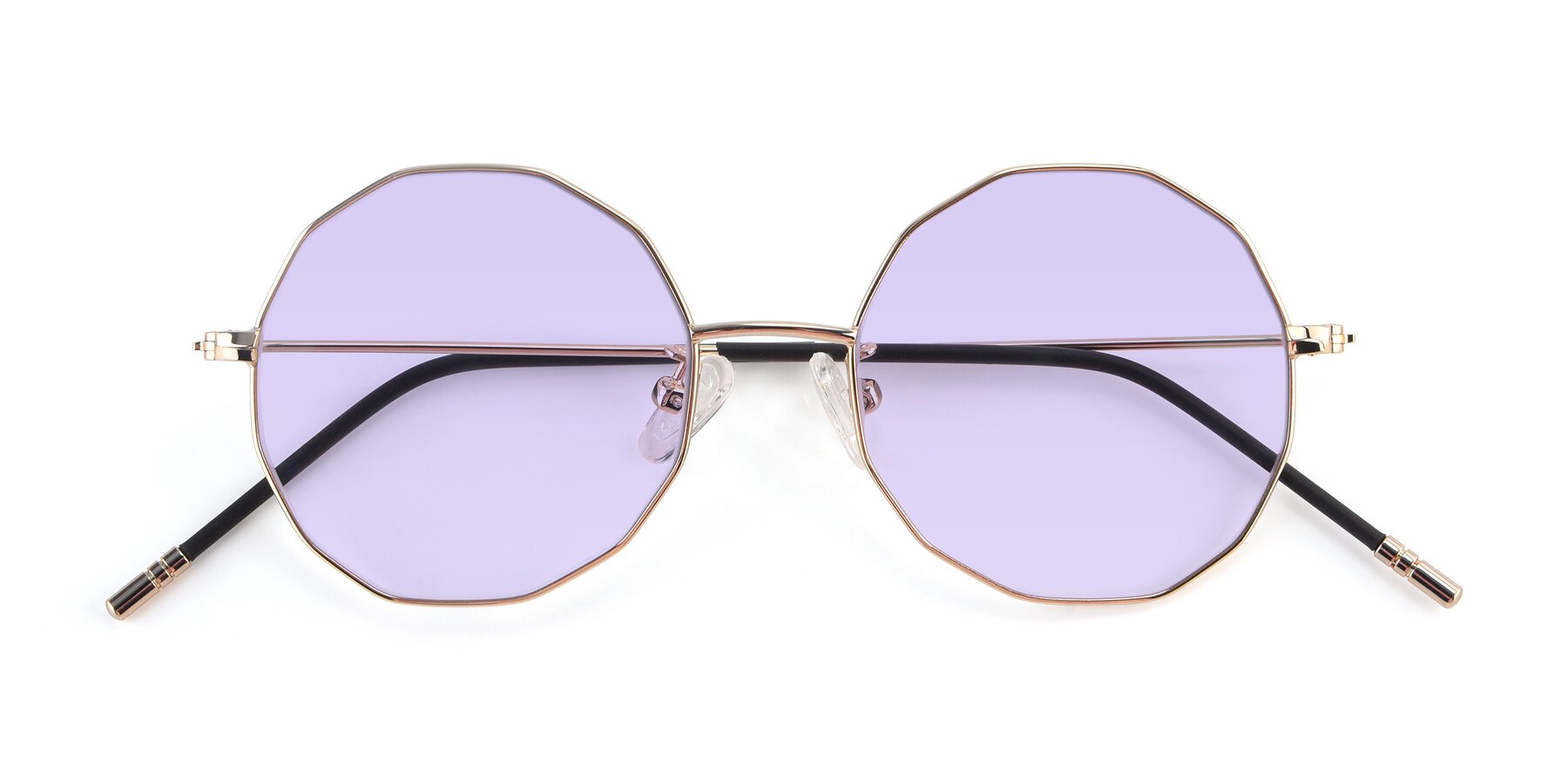 Folded Front of Dreamer in Gold with Light Purple Tinted Lenses