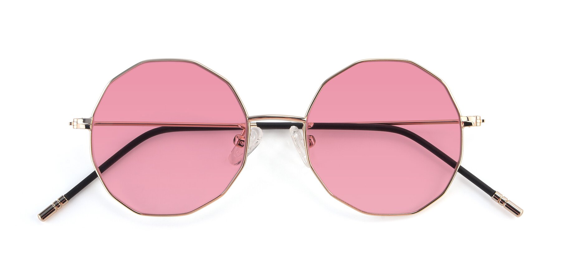 Folded Front of Dreamer in Gold with Pink Tinted Lenses