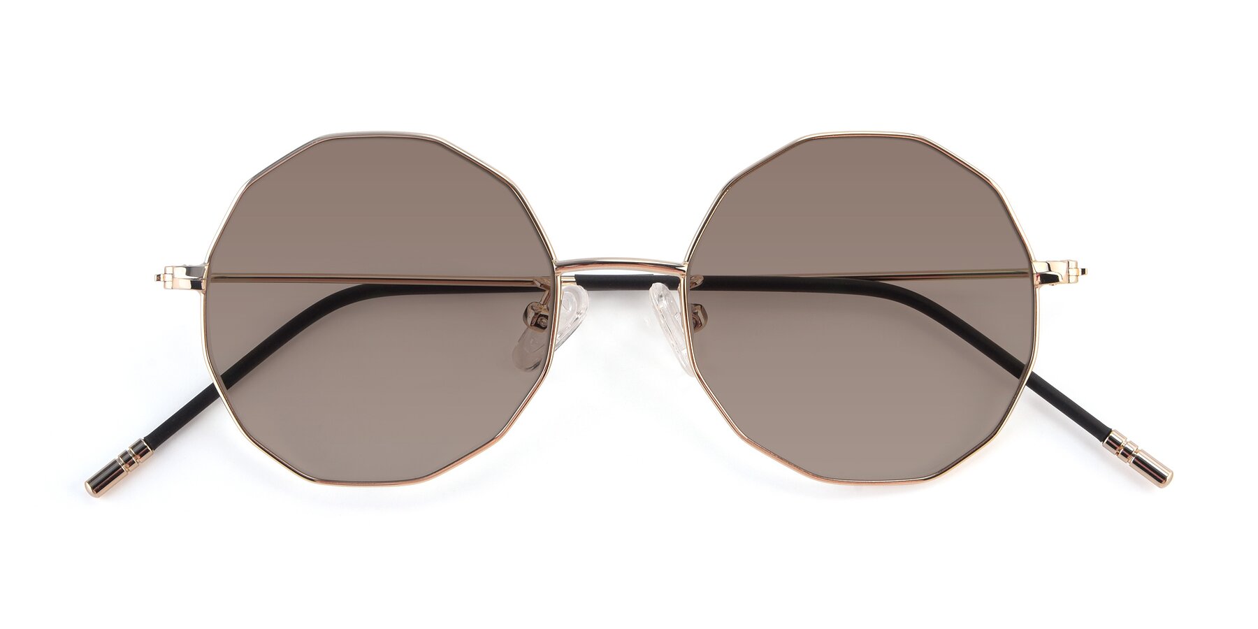 Folded Front of Dreamer in Gold with Medium Brown Tinted Lenses
