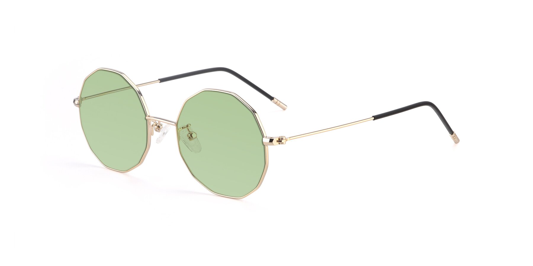 Angle of Dreamer in Gold with Medium Green Tinted Lenses