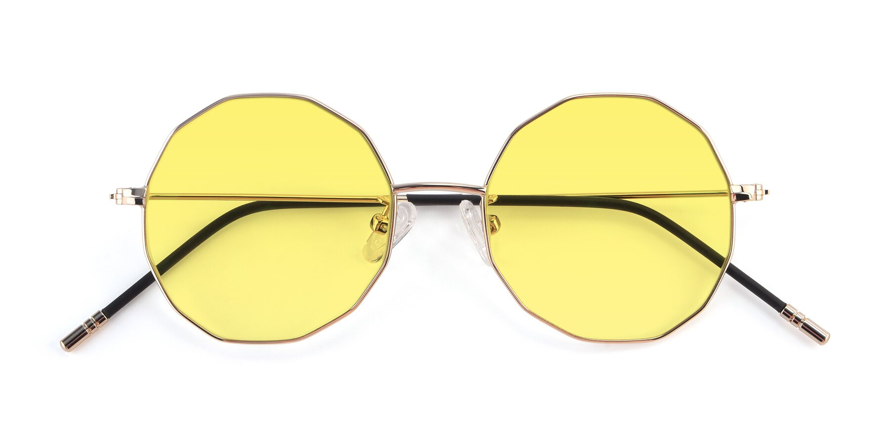 Folded Front of Dreamer in Gold with Medium Yellow Tinted Lenses