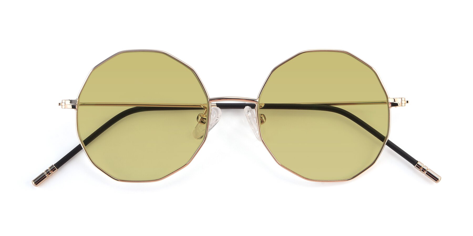 Folded Front of Dreamer in Gold with Medium Champagne Tinted Lenses