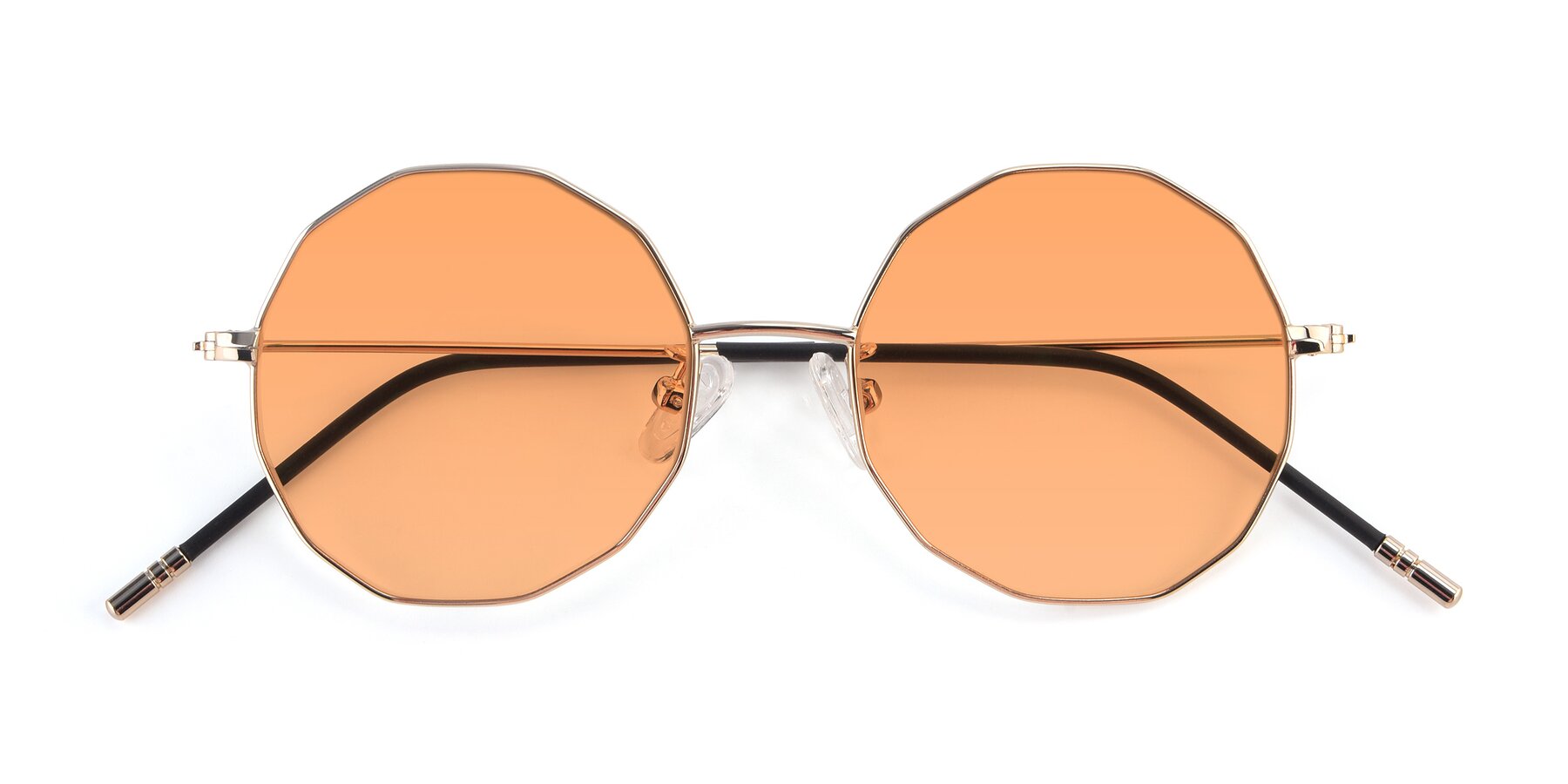 Folded Front of Dreamer in Gold with Medium Orange Tinted Lenses