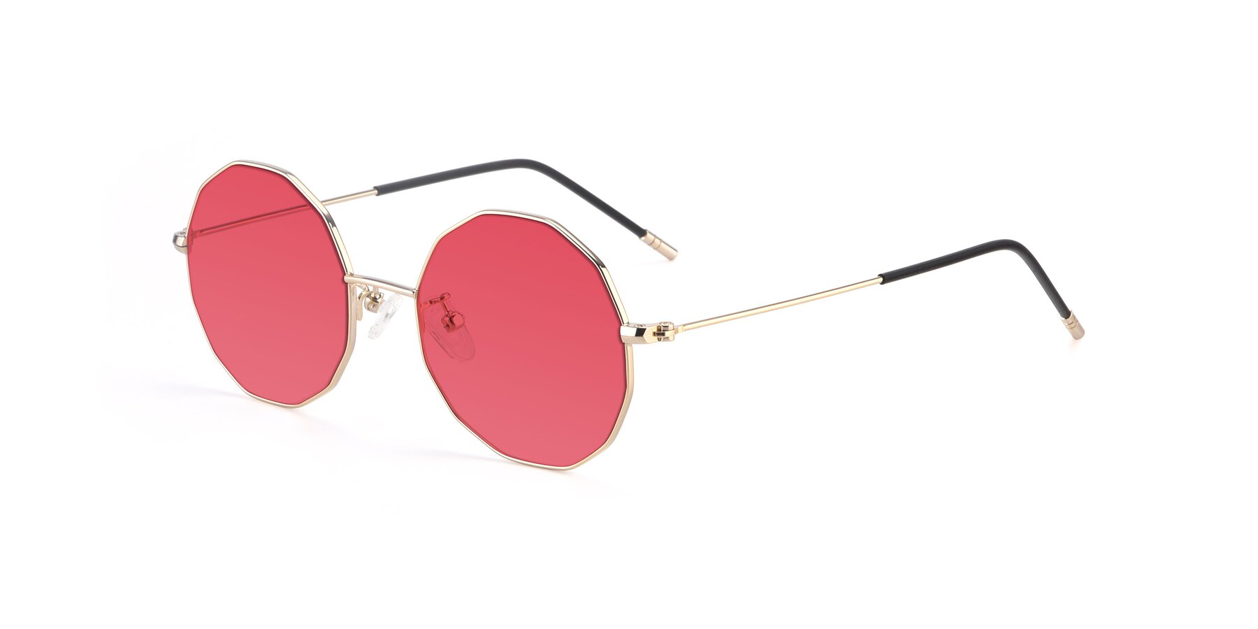 Angle of Dreamer in Gold with Red Tinted Lenses