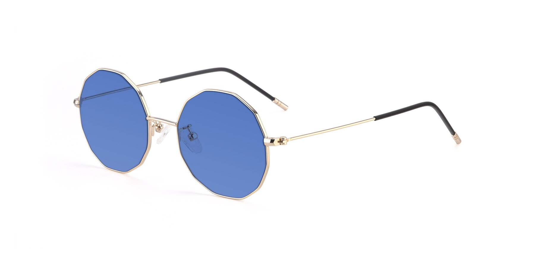 Angle of Dreamer in Gold with Blue Tinted Lenses