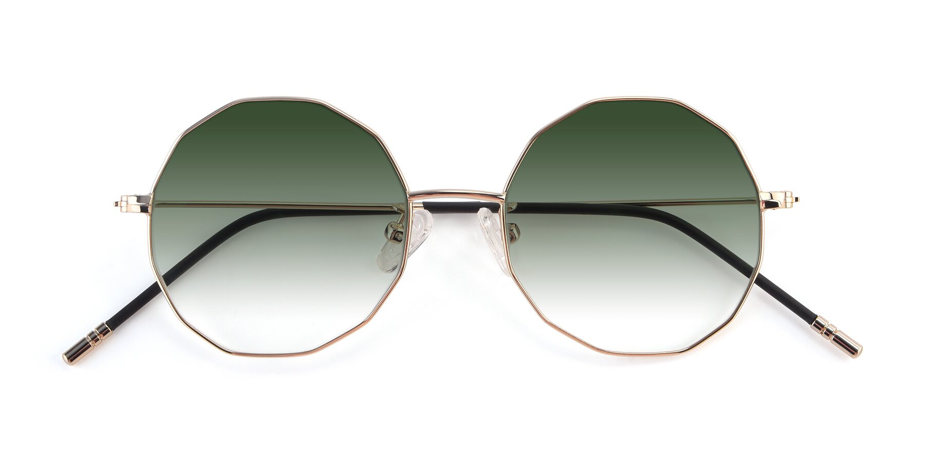 Folded Front of Dreamer in Gold with Green Gradient Lenses