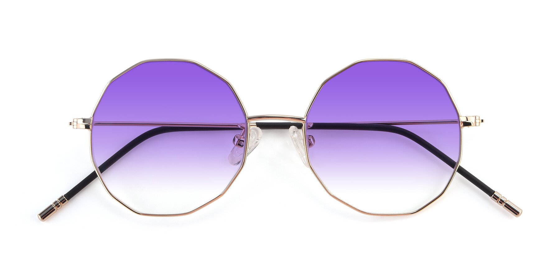 Folded Front of Dreamer in Gold with Purple Gradient Lenses