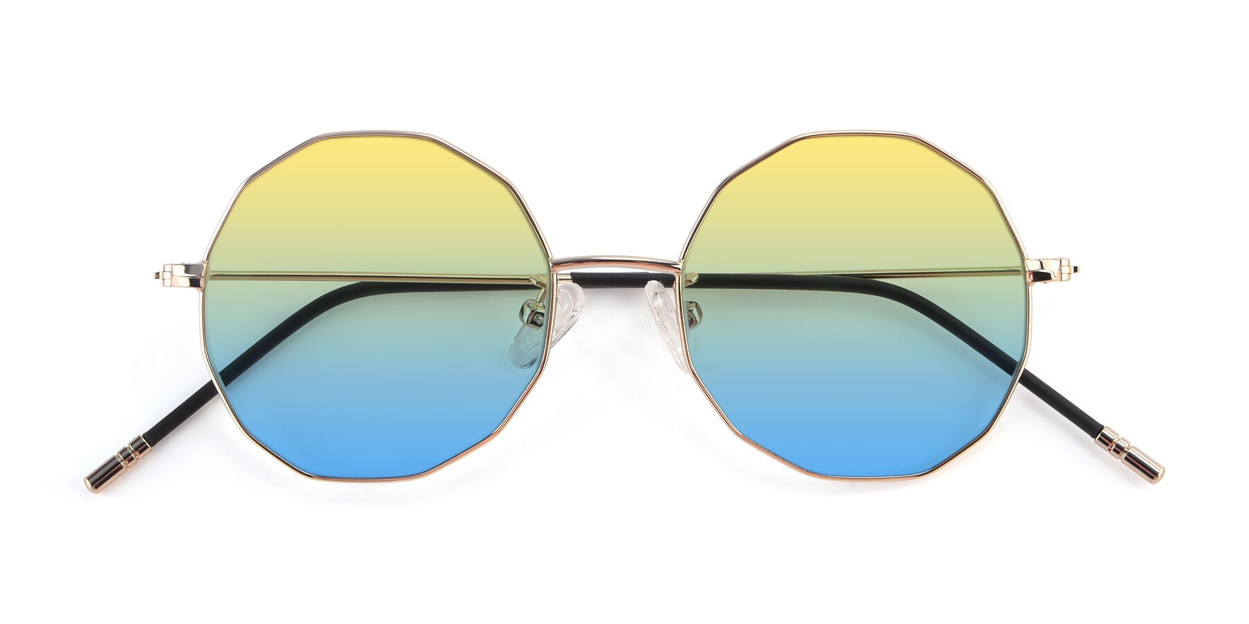 Folded Front of Dreamer in Gold with Yellow / Blue Gradient Lenses